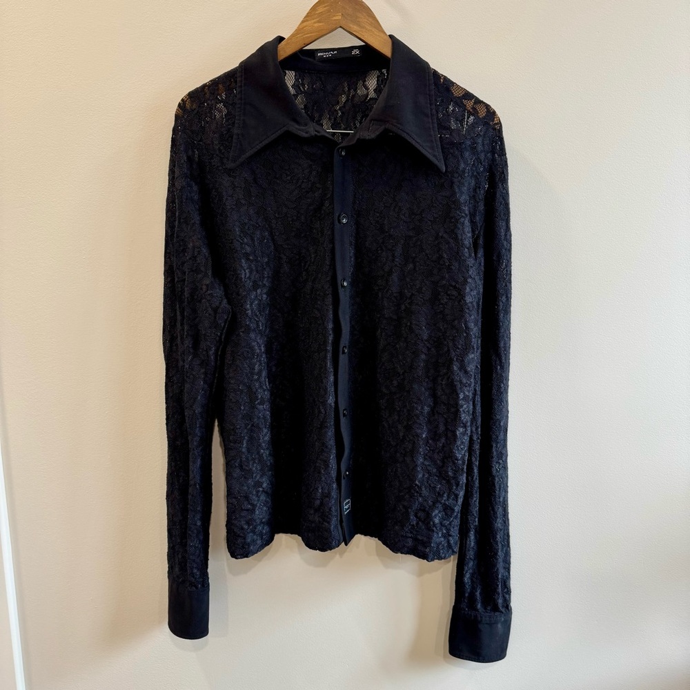 Renuar Black Lace Button-Up Shirt